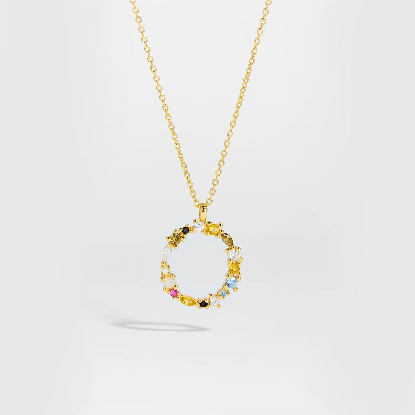 18K Gold Plated Sterling Silver Opals Letter Pendant