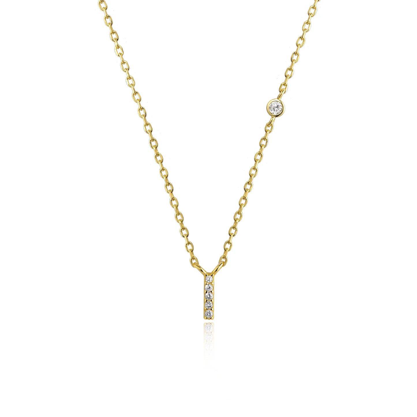 18K Gold Plated Sterling Silver Alphabet Monogram Pendant Necklace