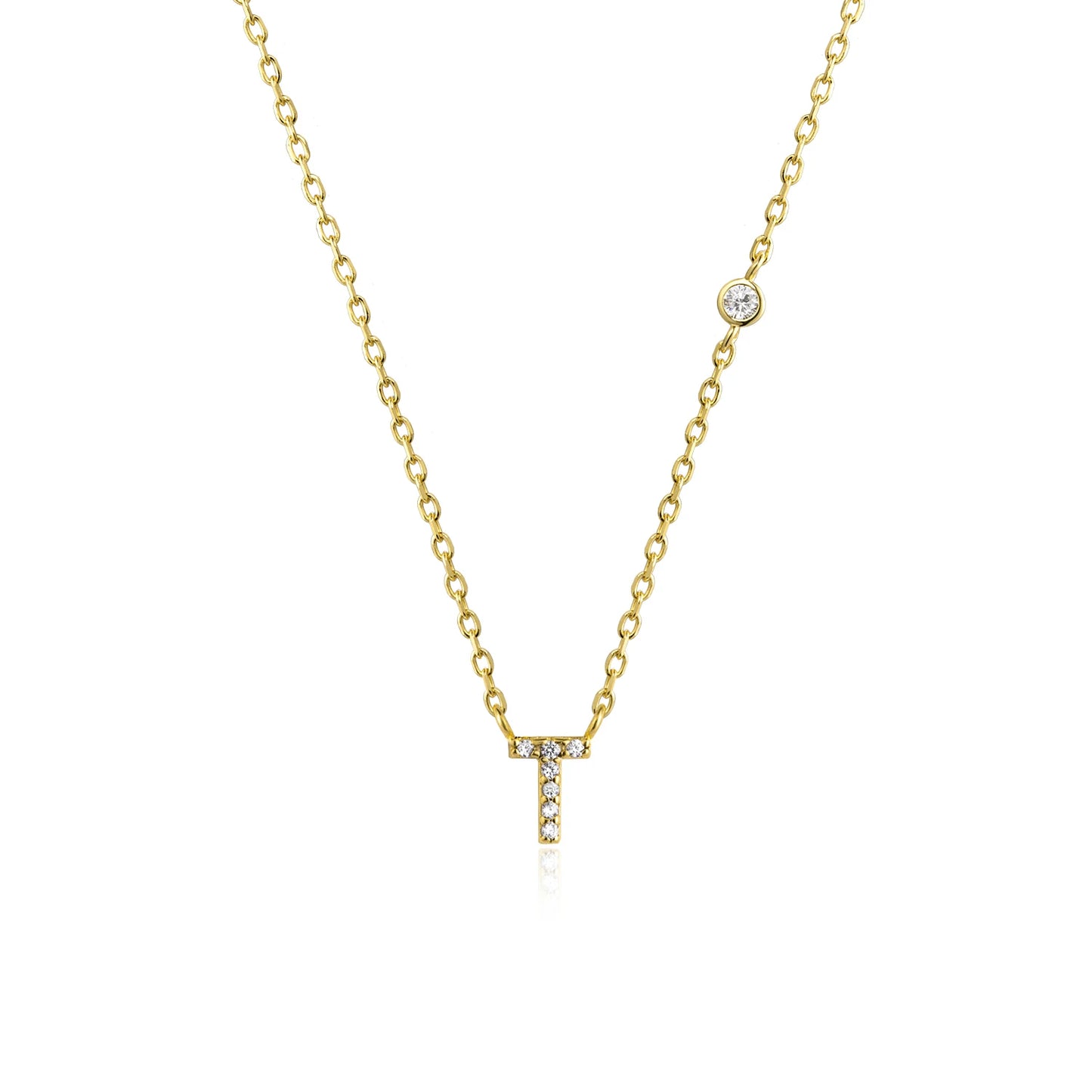 18K Gold Plated Sterling Silver Alphabet Monogram Pendant Necklace