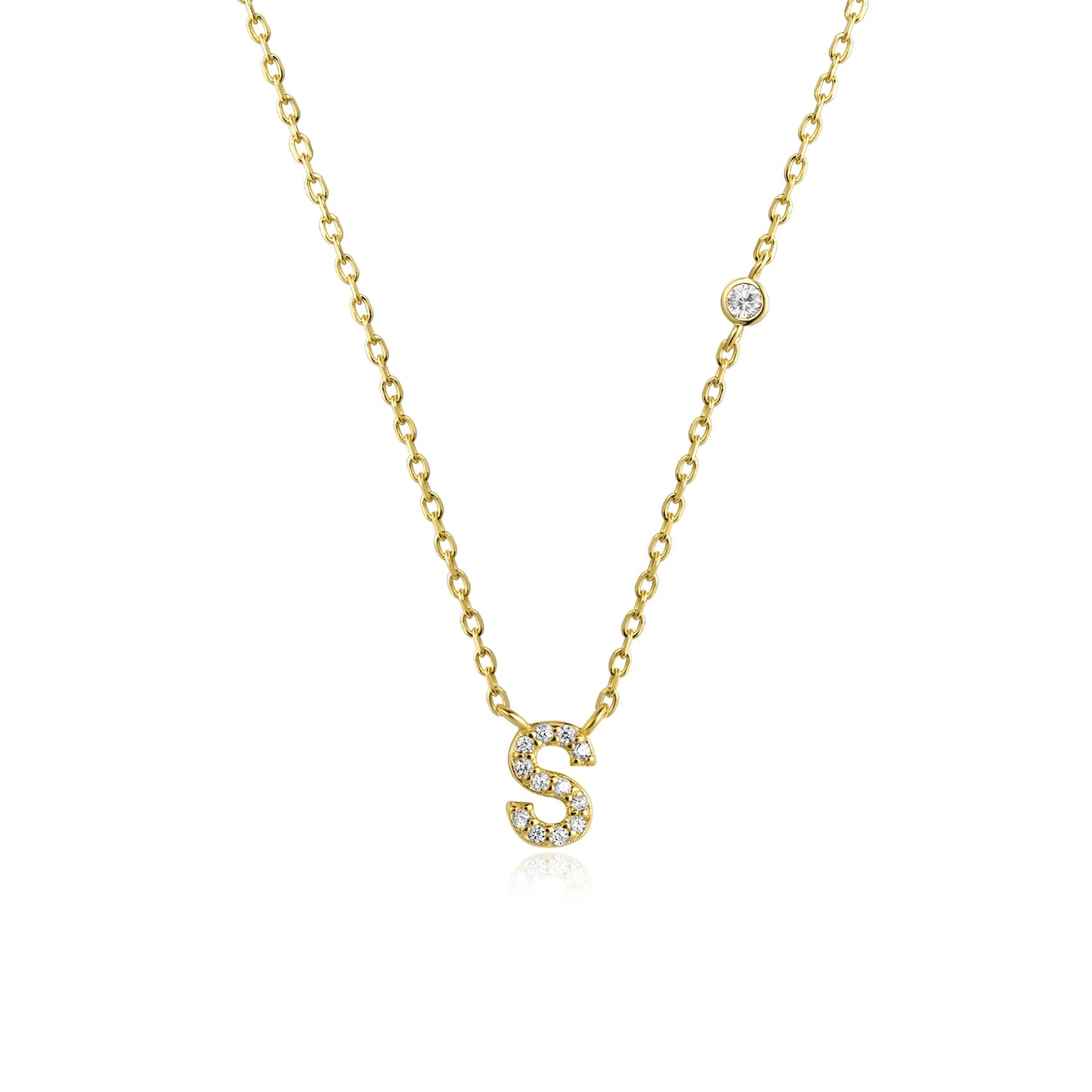 18K Gold Plated Sterling Silver Alphabet Monogram Pendant Necklace
